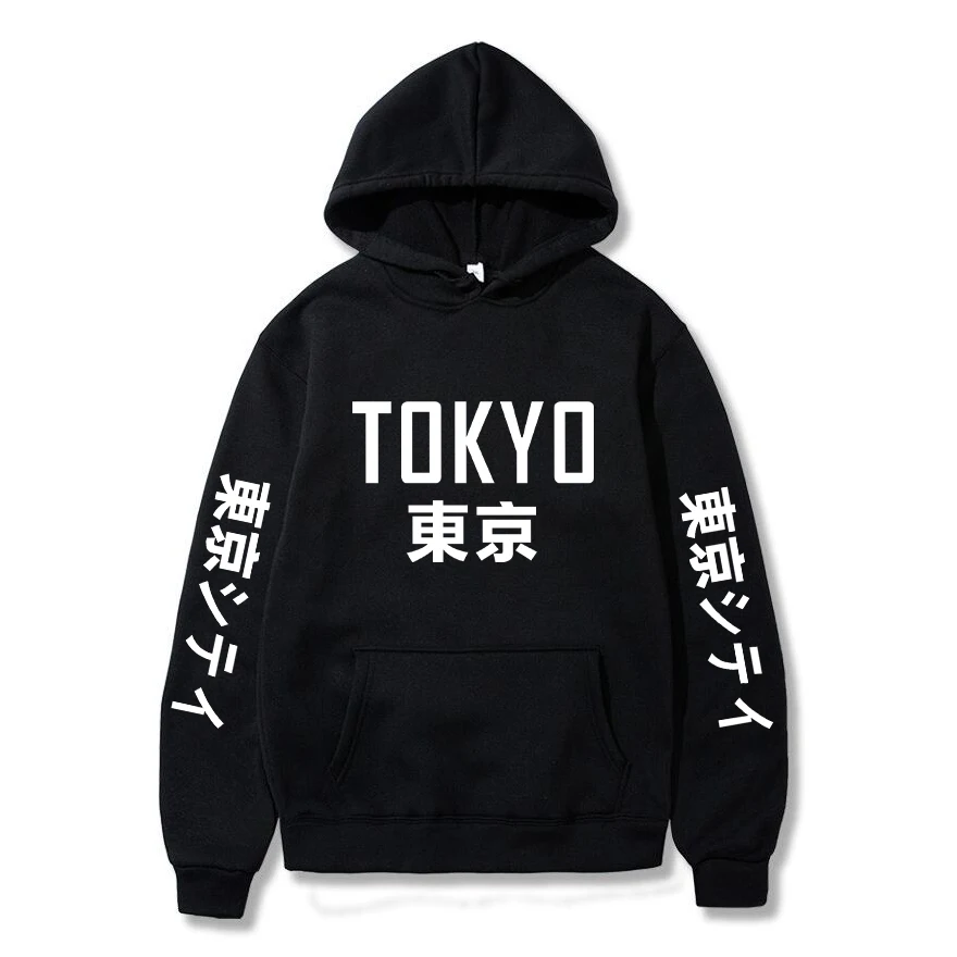 Sudaderas con capucha con estampado de letras de Tokio para hombre y mujer, sudaderas informales de otoño e invierno, jersey gótico con capucha, Tops de gran tamaño a la moda, ropa de calle