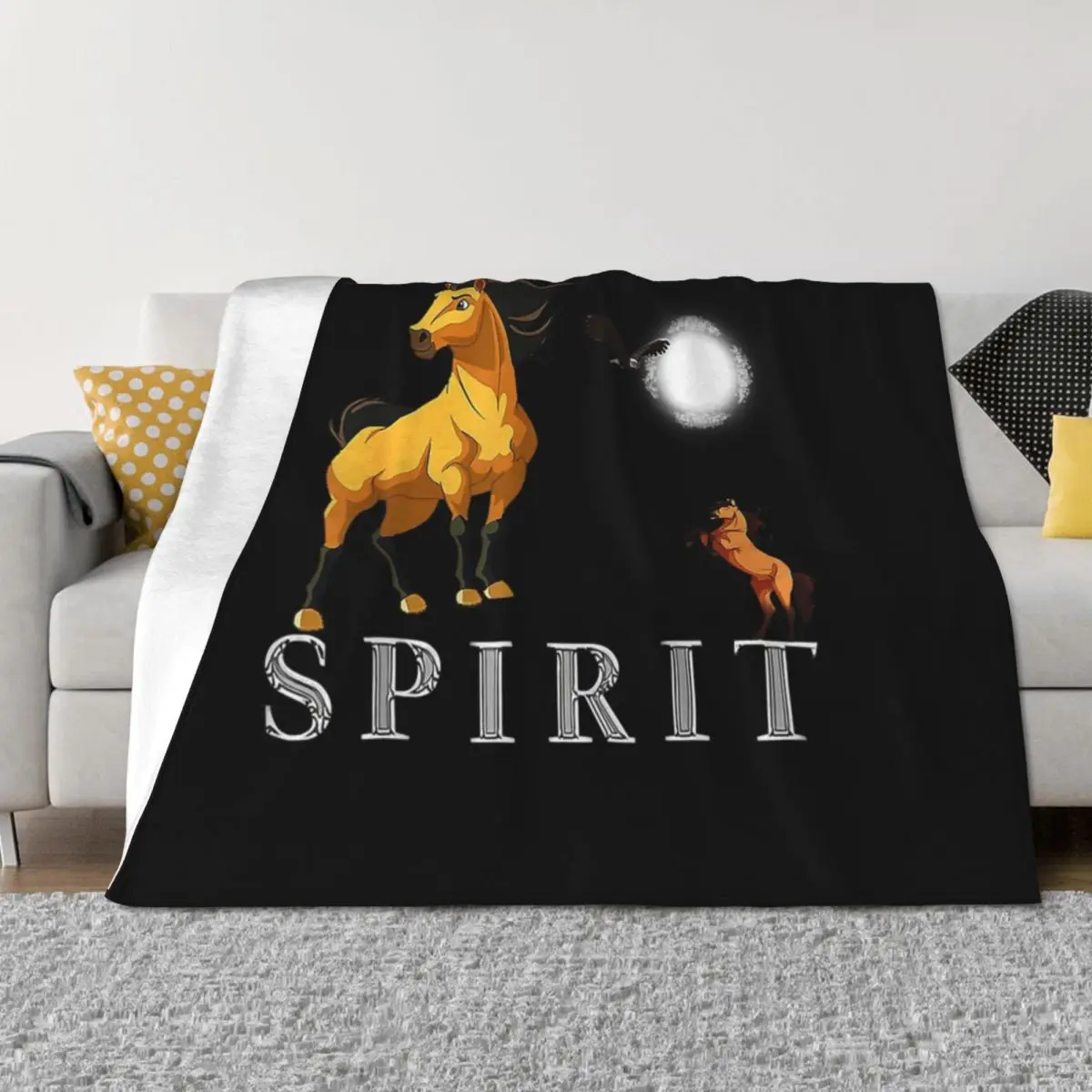 

Spirits Stallions of the Cimarrons Premium T-Shirt Throw Blanket Soft Softest Polar Soft Plaid Blankets