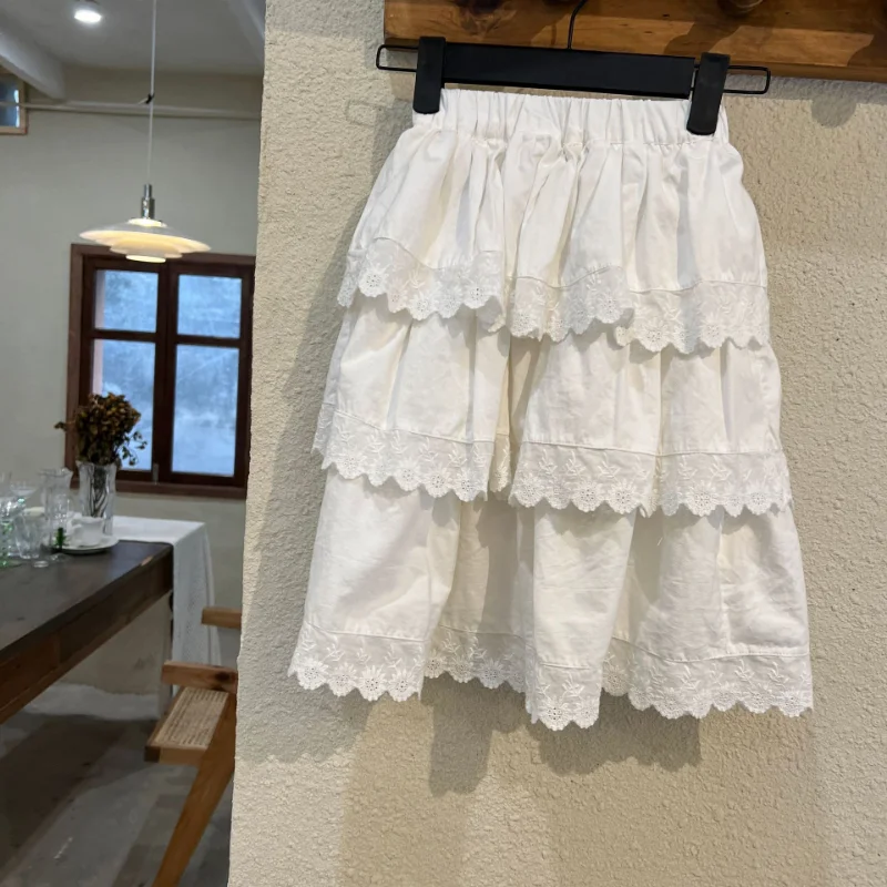 Spring Autumn Girls lace patchwork cake skirts 1-7Years Kids fashion cotton casual long style skirt