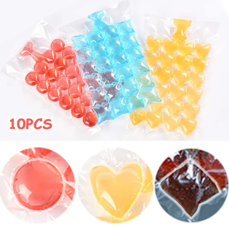 Lot de 10 sacs à glaçons jetables en forme de cœur, ronds ou carrés, moule à glaçons en treillis, sacs à glaçons auto-scellants pour bar, fabrication de glaçons