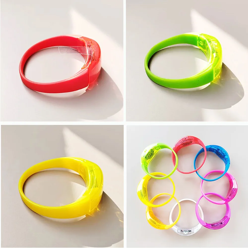 2pcs Multi Colored LED Glow Bracelet Sound Activated Flashing Light Sound Activated bangle Light Up Wristband Sports Wristband