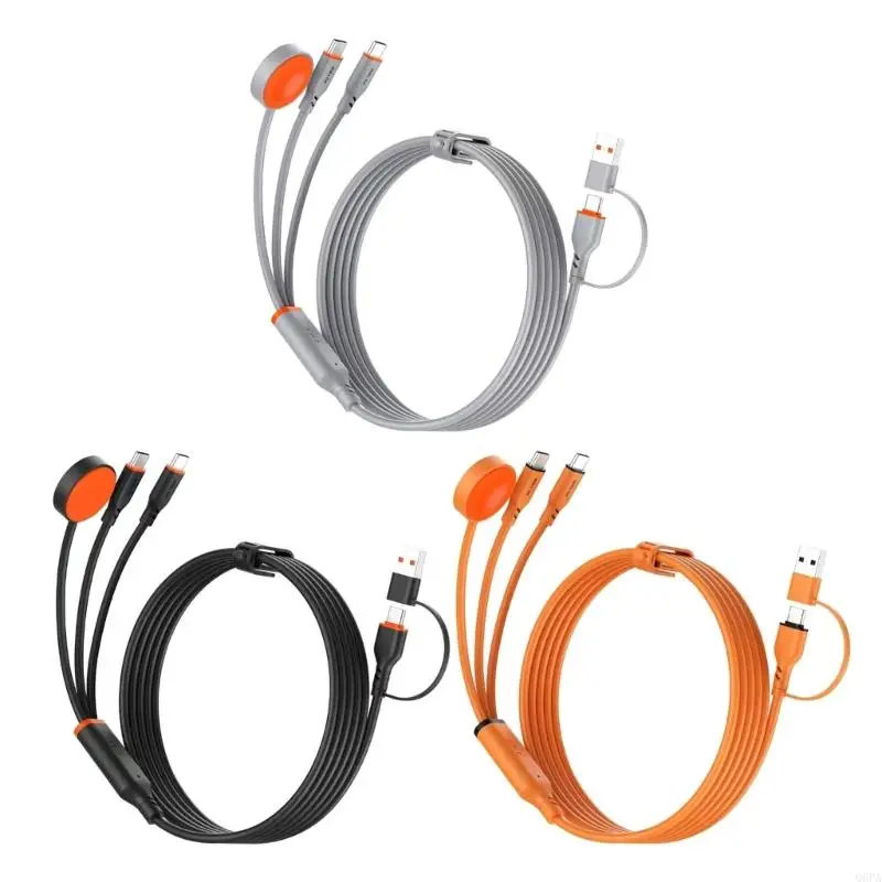 Q6PA 100W USB C Multi Charging Cable with Branched Connection, Watch Charging Cord and Reinforced