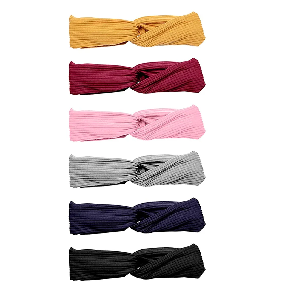 

6 шт. эластичная повязка на голову женская спортивная повязка для волос с перекрестным узлом влагопоглощающая повязка на голову для йоги удобные аксессуары для волос повседневного использования