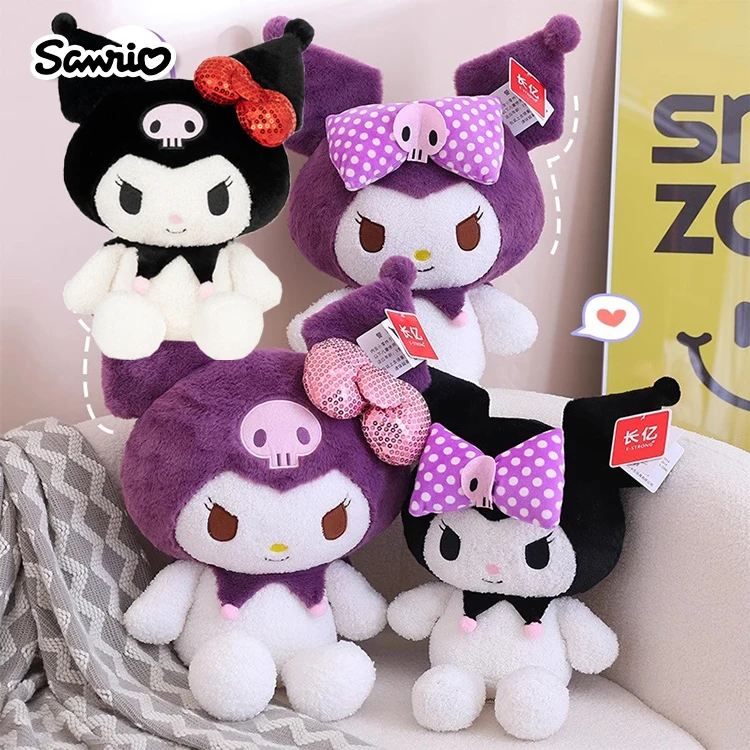 Genuine Anime Sanrio Hello Kitty Kuromi Stuffed Toys Throw Pillow Cute Plush Toys Kawaii Party Treats Birthday Gift For Girl Kid