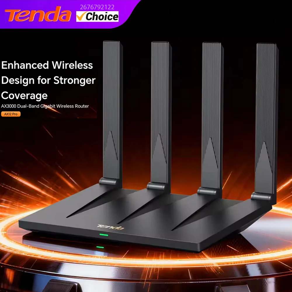 

Tenda AX12 Pro AX3000 Gigabit WiFi 6 Router Dual Band 2.4/5G 3000mbps Dual-Core 1.2GHz CPU Wireless Repeater EasyMesh Wifi+