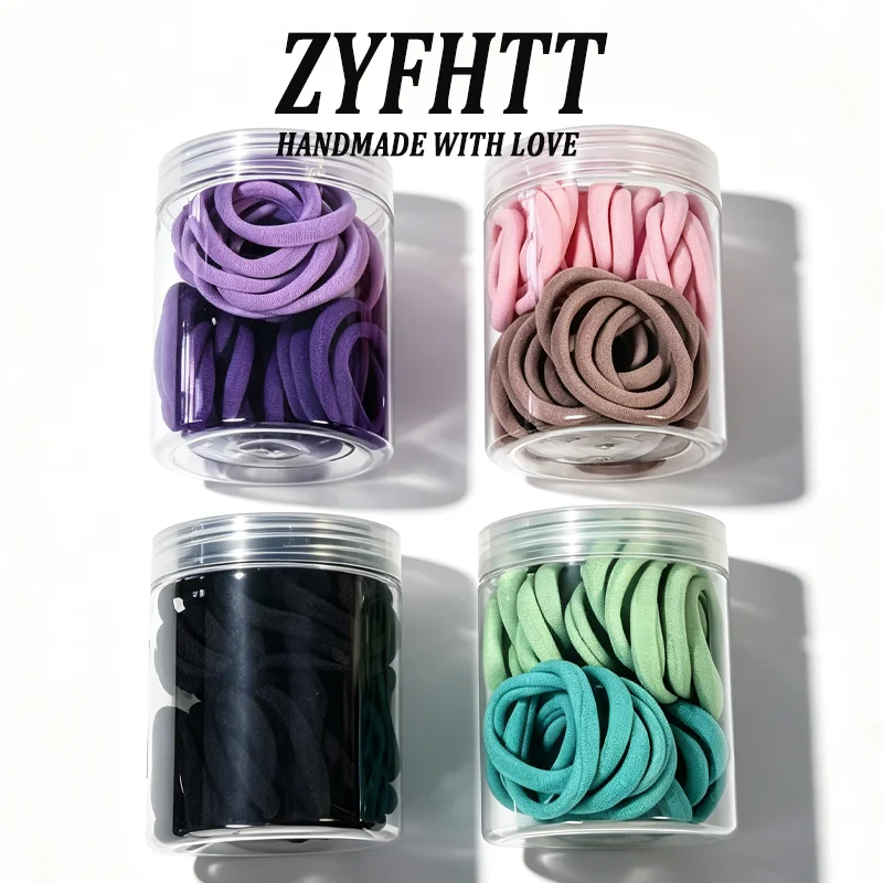 50pcs/box ZYFHTT Candy Color Nylon Hair Ropes for Women Rubber Bands Hair Ties Set with Elastic Fashion Girl Ponytail Holder