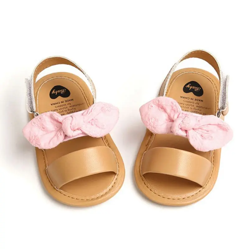 Sandalias antideslizantes con lazo para niñas de 0 a 18 meses, zapatos de princesa con lazo para bebés recién nacidas, sandalias de verano, de