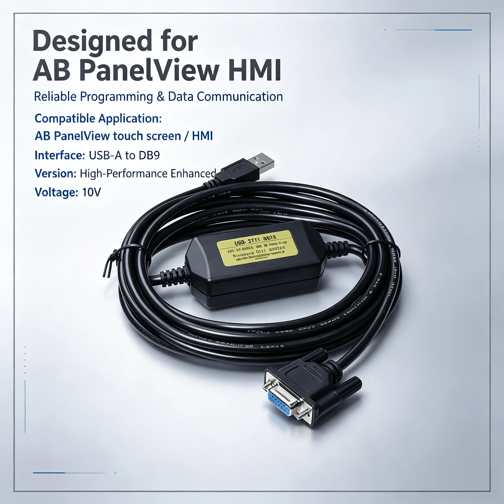 RS232 DB9 Communication Wire USB-2711-NC13 Compatible with AB PanelView HMI, Built-in 3 LED Indicators for Data Transfer