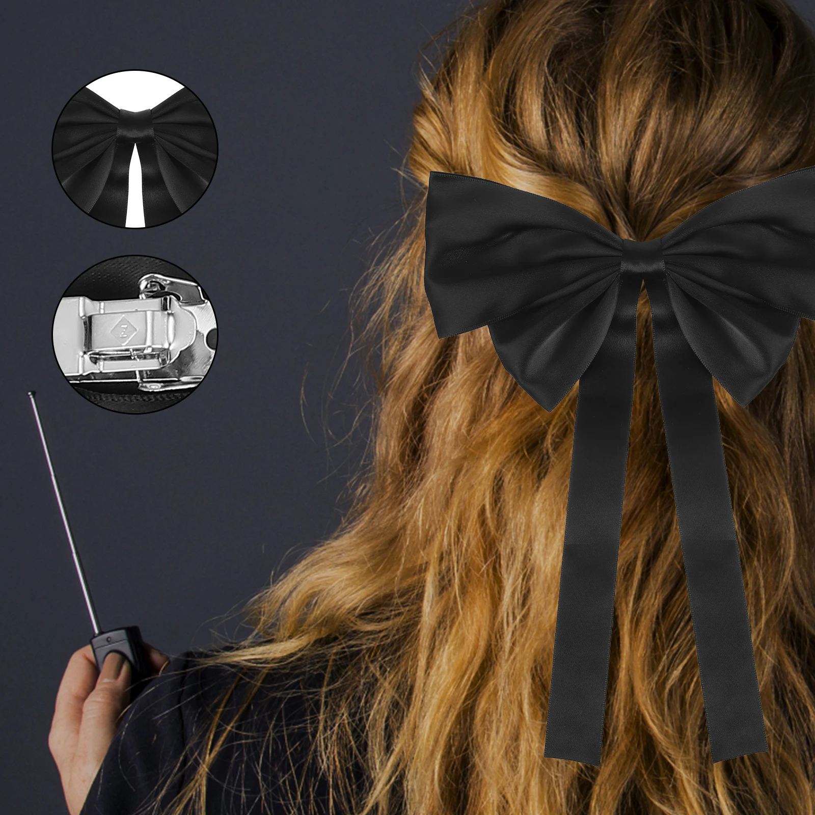 

4 pcs Hair Bow Clips Women Vintage Large Bowknots Hairpins Black Long Tail Bows Hairstyle Accessories For Daily Party Wedding