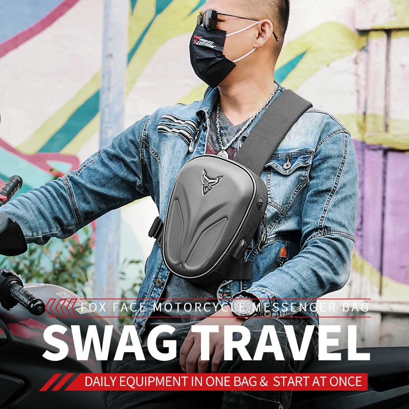 Motocentric Chest Bag Men Crossbody Bag Waterproof Femail Shoulder Bags USB Carbon fiber Motorcycle Drop Leg Bag  Travel Pack