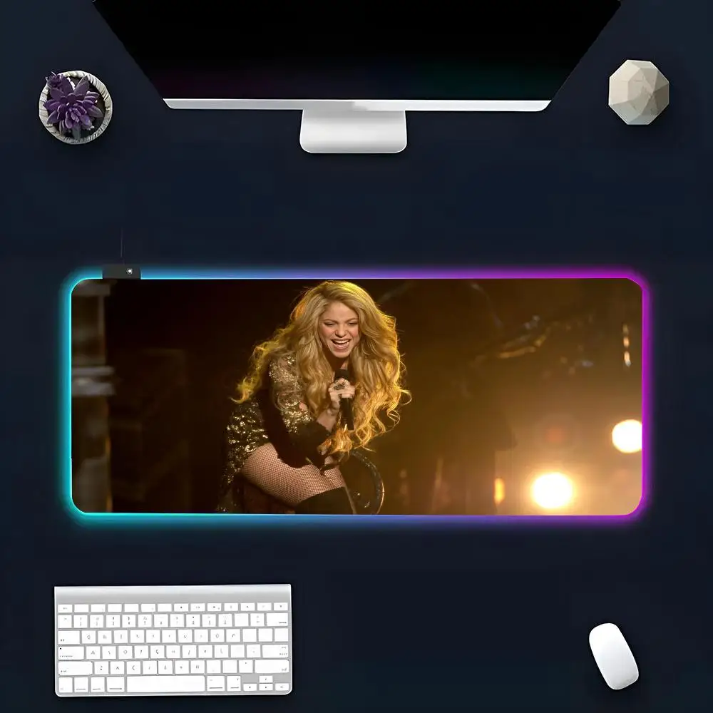 The Singer For S-Shakiraer Mouse Pad RGB Glow Personality Picture Custom PC Table Mat Carpet Mat Game Player Dedicated LED