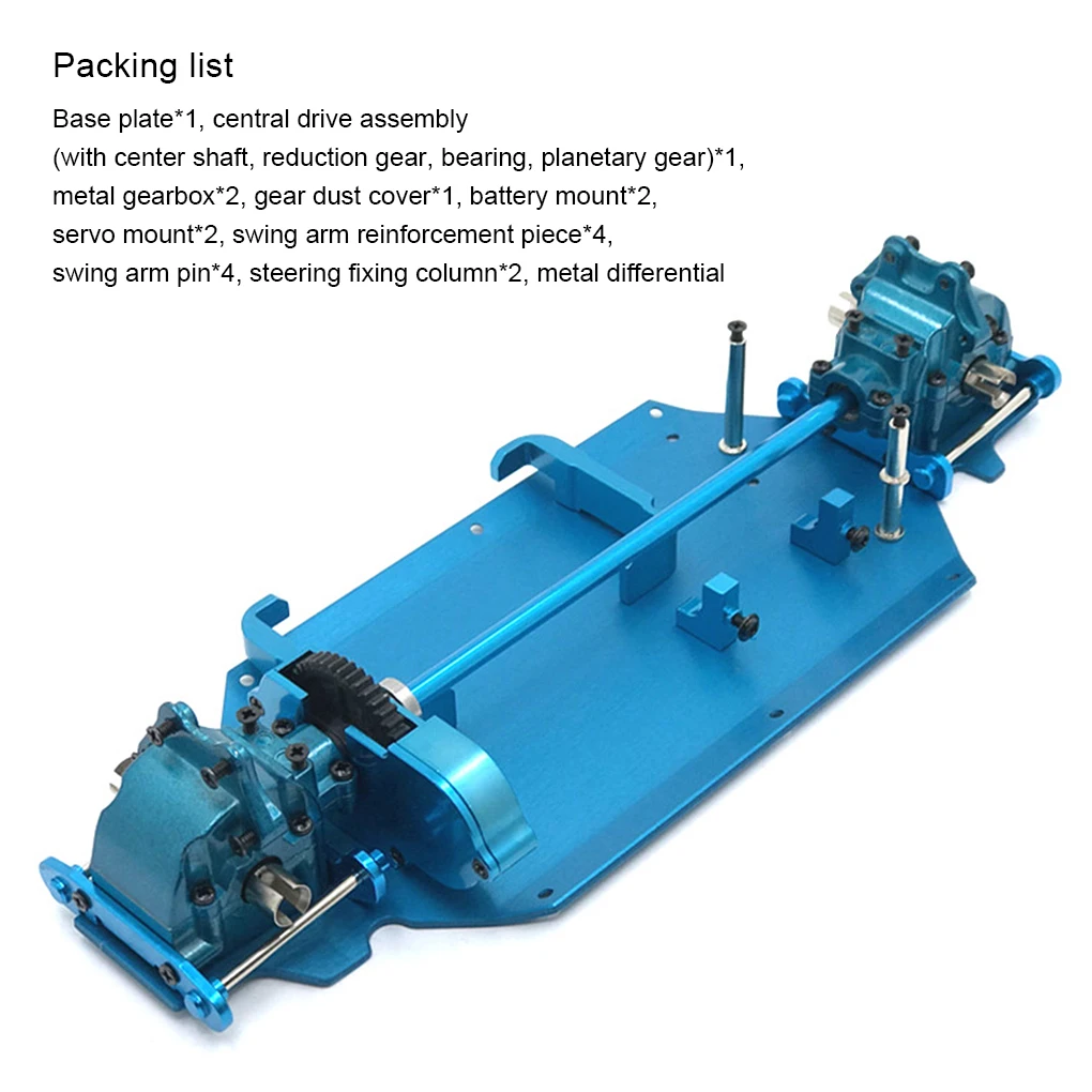 Reemplazo del Kit de caja de cambios de modificación diferencial de placa inferior de Metal de coche de Control remoto 1/14 para WLtoys 144010 144001 144002