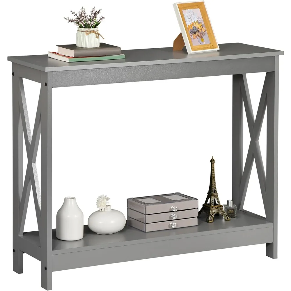 

Sofa Side Console Table with 2 Storage Shelves Narrow Accent Table for Entryway/Hallway/Living Room