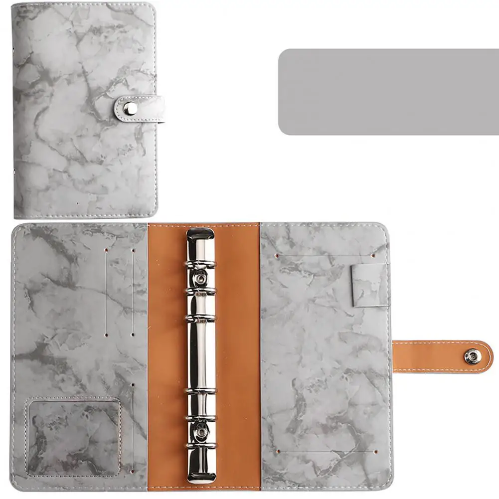 1 set of A6 budget binder thick paper waterproof buckle ripstop dustproof faux leather marble 6 ring money budget