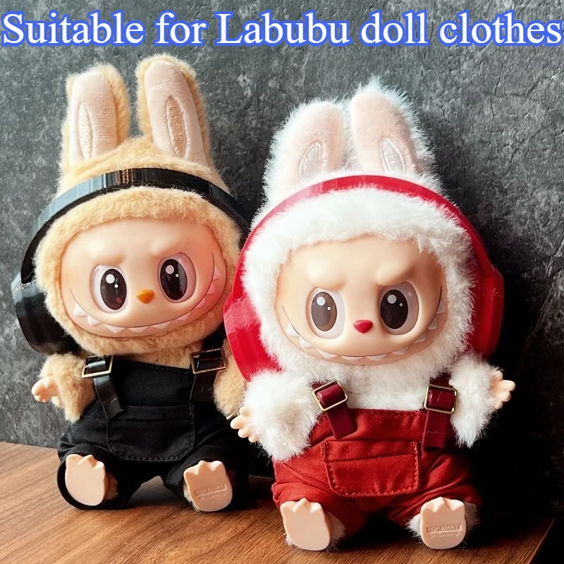 

Подходит для Labubu V1 V2 V3 15 см/17 см, кукольный комбинезон, наушники, комплект очков, модный крутой DIY, милый наряд, аксессуары для одежды