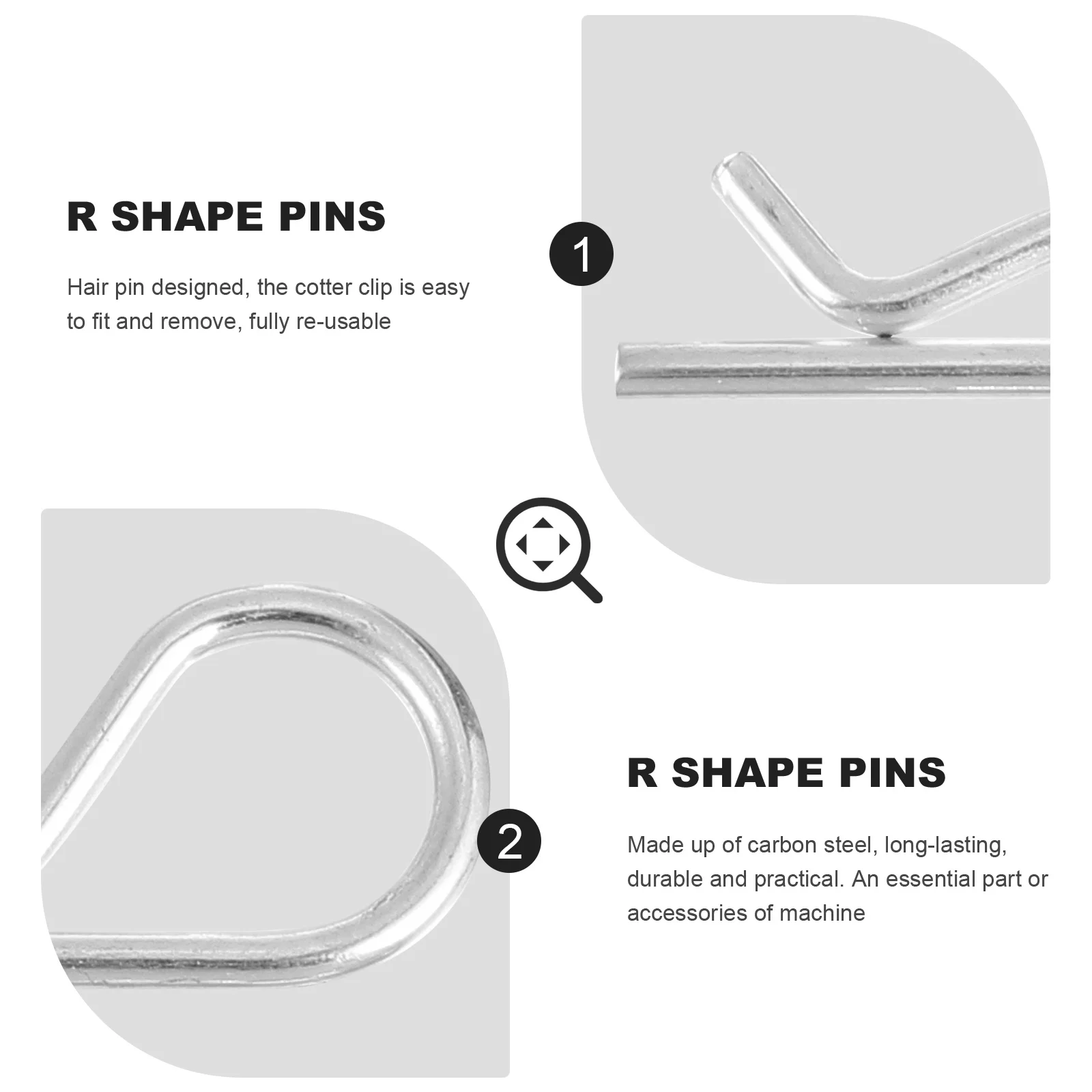 

20Pcs Safety Pins Carbon Steel R Shape Spring Cotter Clips Durable Mechanical Fasteners for Lawn Mower Automotive Workshop Car