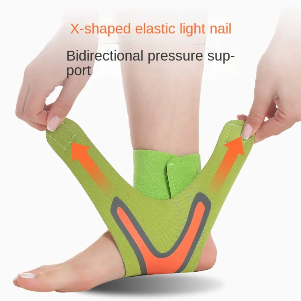 Green Elastic Ankle Brace SBR Polyester Anti Sprain Foot Protection Bandage Elastic Adjustable Compression Ankle Wrap Run