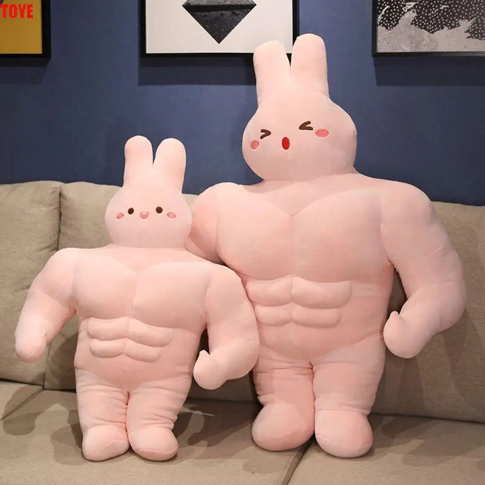 Sofa Cushion Strong Muscle Rabbit Plush Doll Creative Hug Toy Humanoid Animal Pillow Kawaii Soft Dog Stuffed Toys Girl/Boy