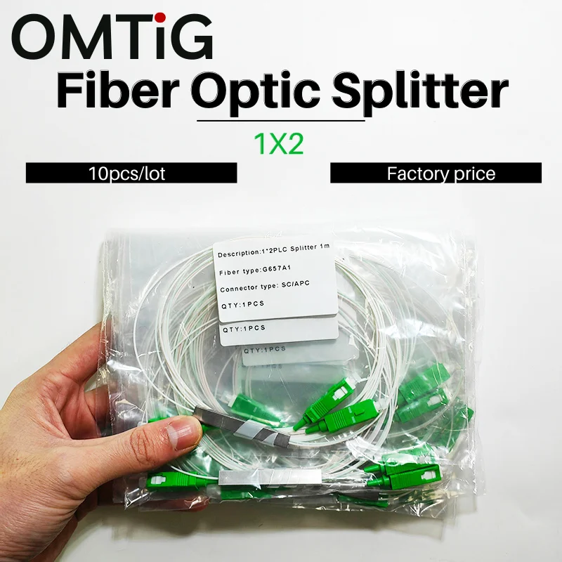 

​10pcs /lot Splitter 1X2 1/2 PLC SC/APC Fiber Optic Single Mode 0.9mm G657A1 LSZH 1m PVC