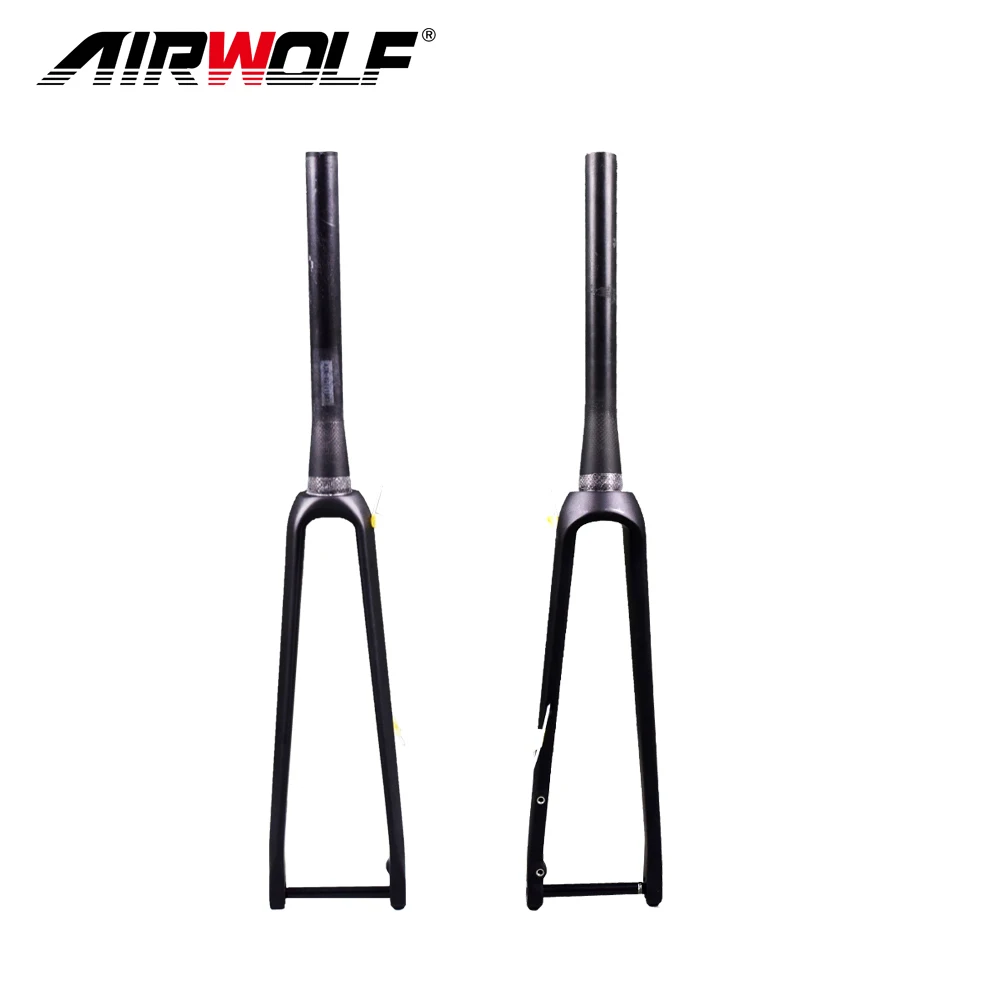 AIRWOLF Carbon Road Fork 700C Thru Axle 100*12mm UD Disc Brake 140/160mm Carbon Bike Forks Tapered Carbon Road Bicycle Fork