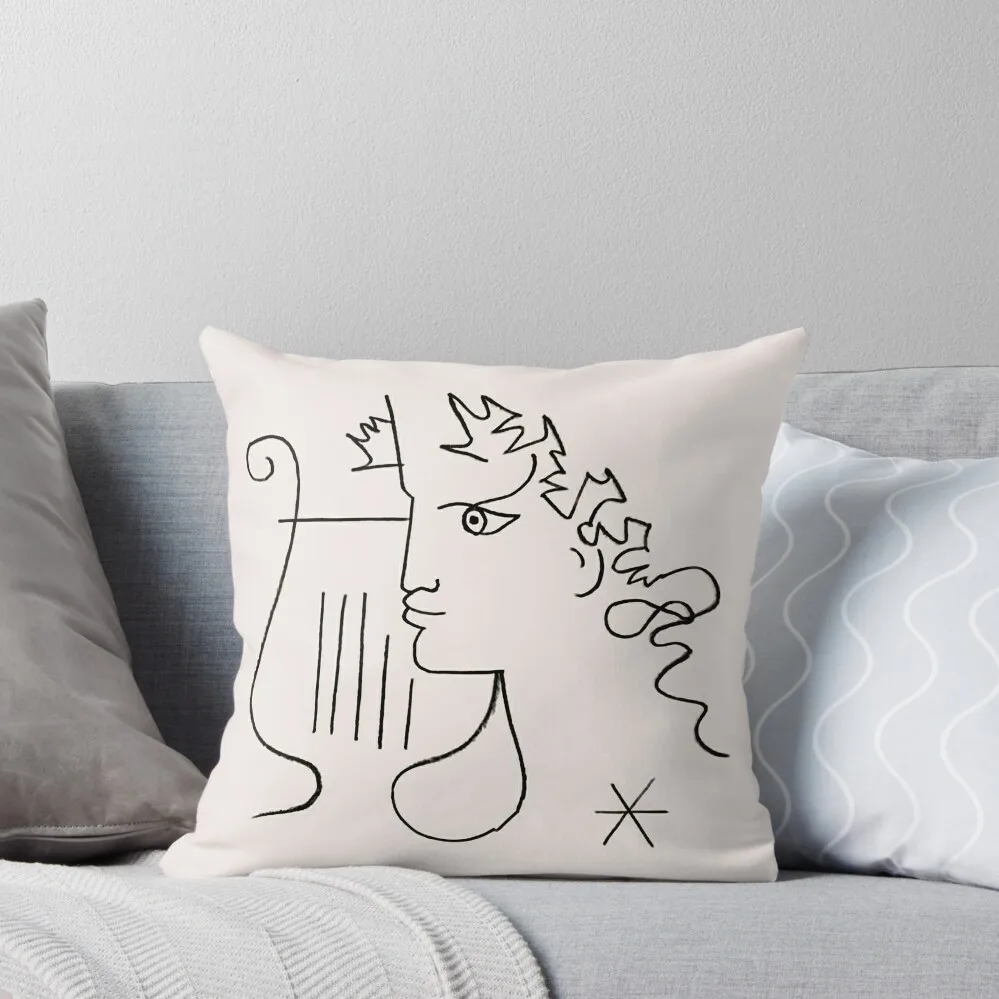 Jean Cocteau profile with harp drawing Throw Pillow Pillow Cases Decorative Decorative Cushions For Luxury Sofa pillow