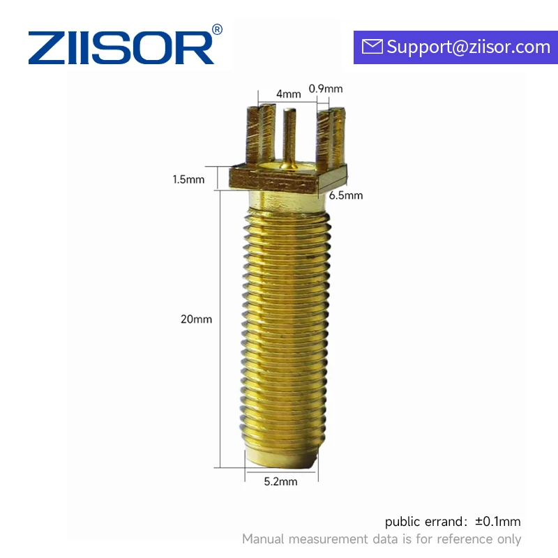 SMA หญิงขอบตรงสําหรับ PCB SMA ปลั๊กอะแดปเตอร์ RF ทองแดง Connector