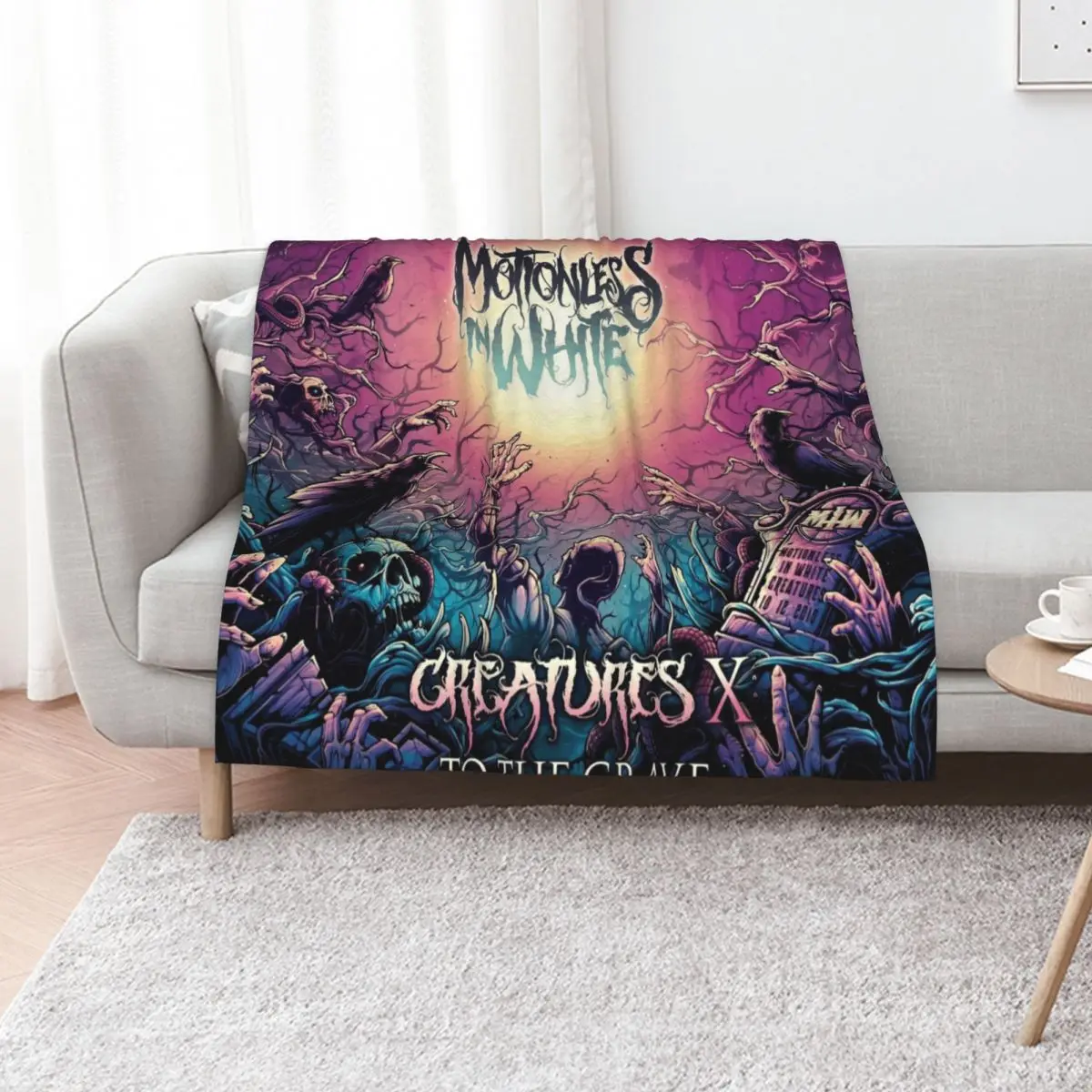 

Motionless In White Throw Blanket Tourist Cute Plaid Flannels Furrys Blankets