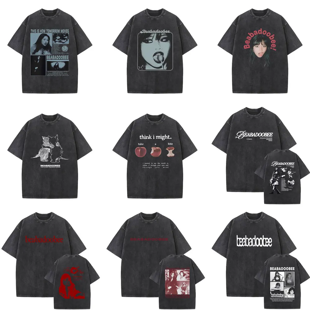 

Washed Vintage Beabadoobee Graphic T-shirt Men Women Fashion Y2k Aesthetic T Shirts Unisex Casual Vintage Oversized Streetwear