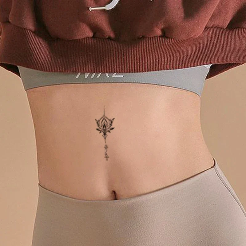 

Vatican Flower Temporary Tattoo Sticker Black Meniscus Necklace Totem Fake Tatto Waterproof Tatoo Leg Belly Small Size for Women