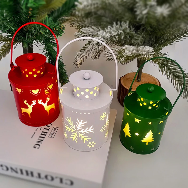 فوانيس عيد الميلاد الكلاسيكية المعلقة مع ضوء LED ، ديكور احتفالي للحفلات المنزلية ، ديكورات أنيقة