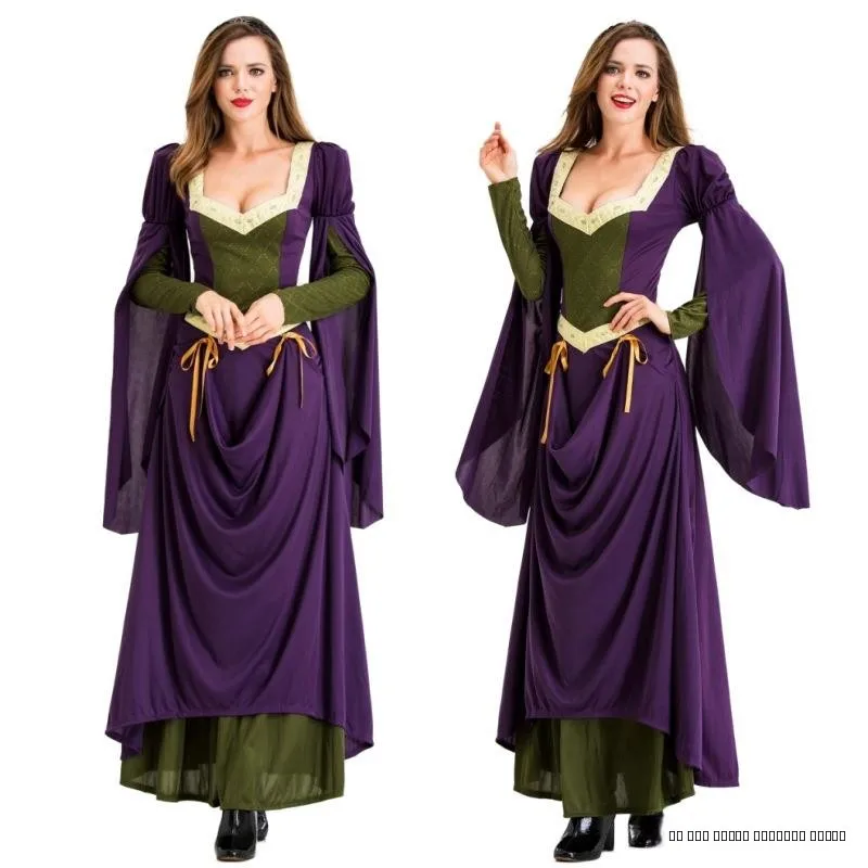 

Средневековый костюм королевы, длинная юбка, придворное представление, Хэллоуин, наряд для вечеринки, трансграничный винтажный косплей, женская этническая одежда