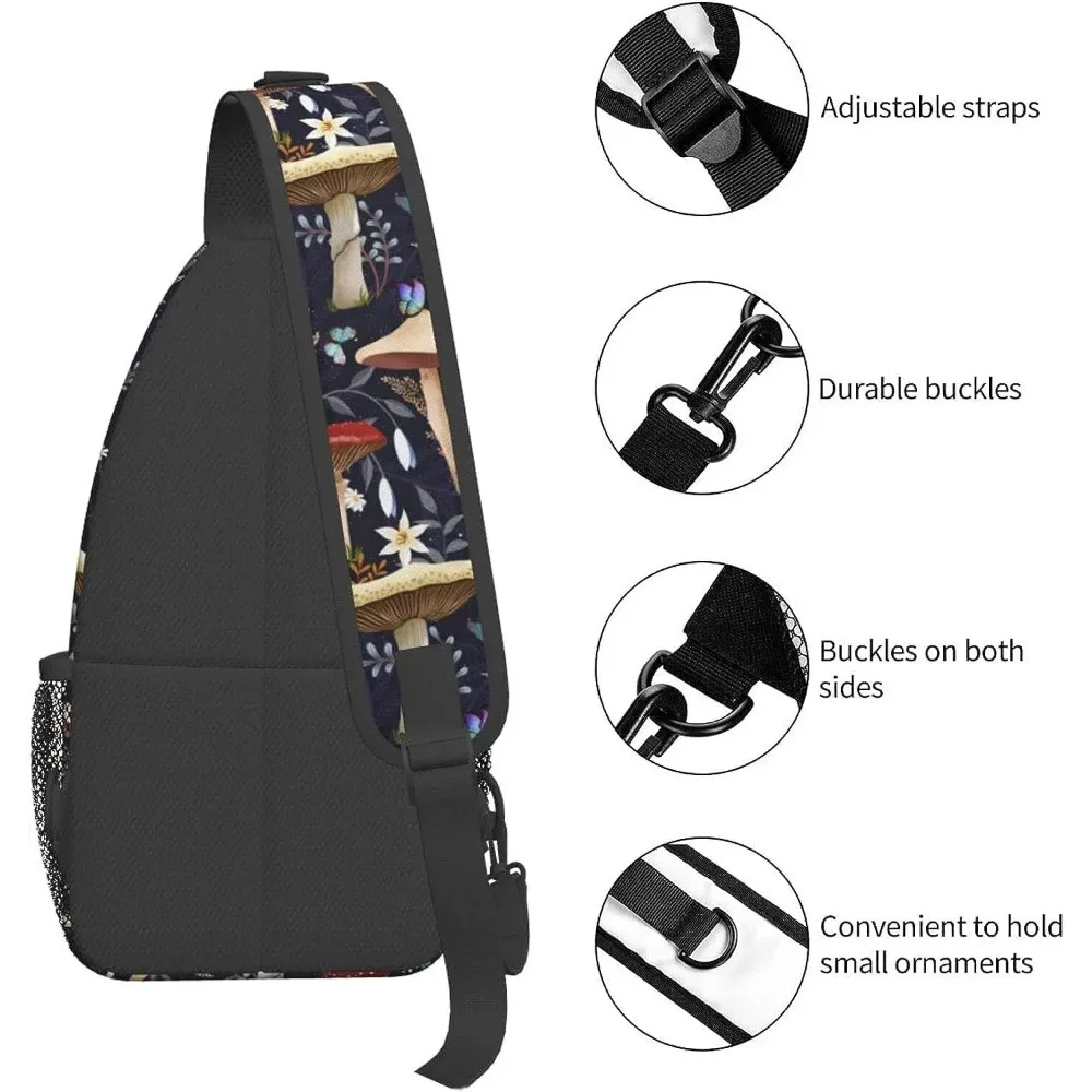 Bolsos de pecho unisex con setas coloridas, bandolera, mochila de viaje, senderismo, mochila para mujeres y hombres, bolso de hombro para deporte informal
