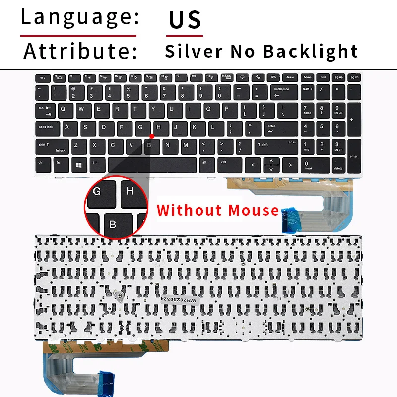 HP EliteBook 855 850 G5 G6, ZBook 15u g5 g6 HPM17B7 백라이트 용 교체 미국/러시아 스페인어 노트북 키보드