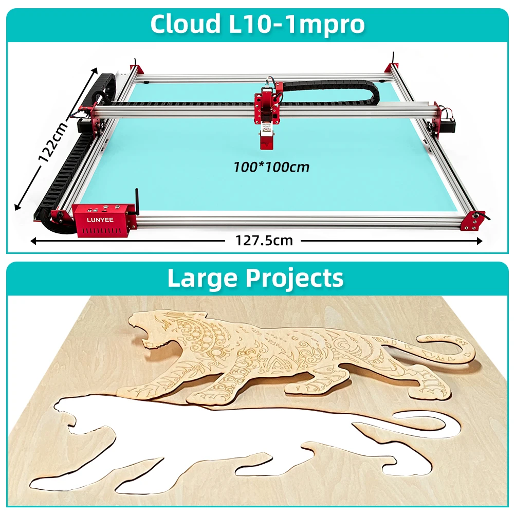 Laser Graveur 80W 100X100Cm App Controle Cnc Router En Laser Cutter 2 In 1 Ondersteuning Lightburn, 10W Laser Module Met Air Assist