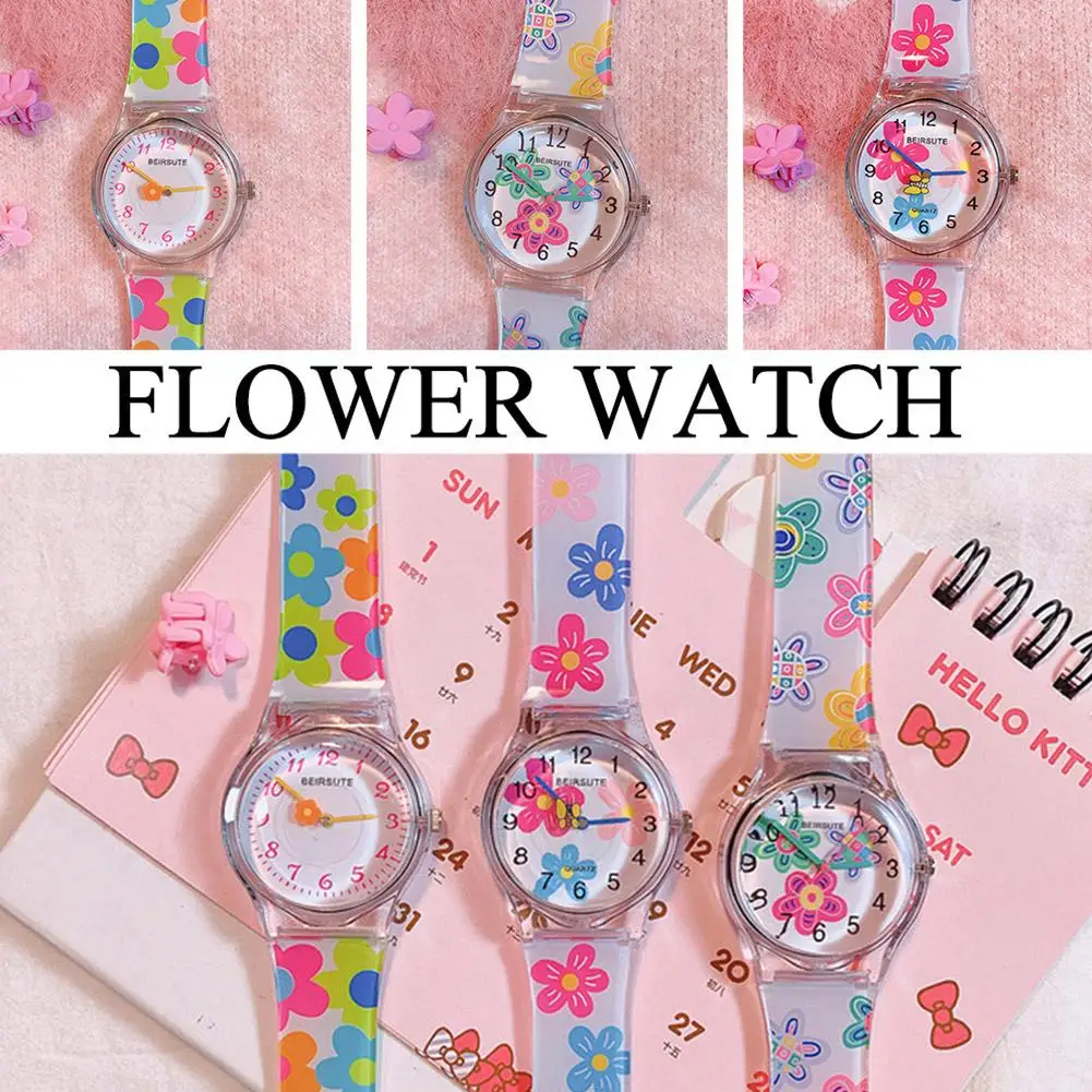 

Color Flower Watch Girl Middle School Students Korean Candy Clock Jelly Fashion Girls Cute Jelly Kids Watch A2D2