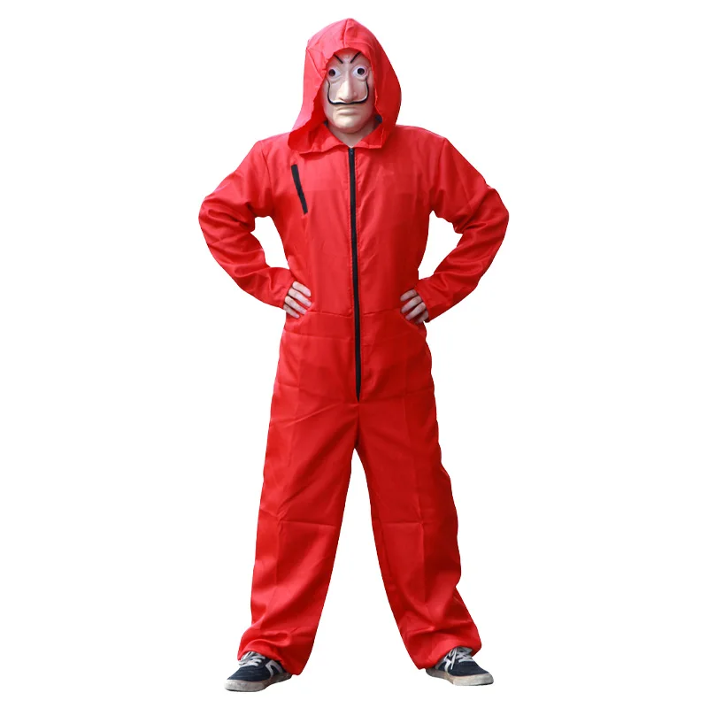 Salvador Dali Cosplay Cosplay Costumes for Children Adult Man Woman Halloween Party Cosplays Red Jumpsuit Hooded Clothing