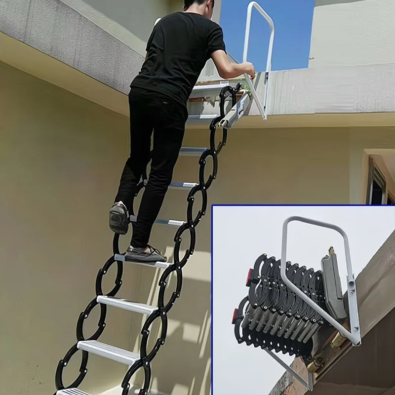 

Flip Up Loft Telescopic Staircase Home Indoor And Outdoor Lifting Shrink Folding Roof Thickened Ada Partition Wall Hanging