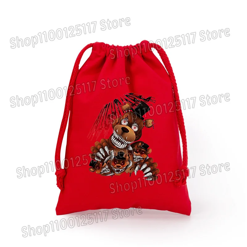 Fnafs Drawstring Bags Five Nights Freddys Anime Cartoon Makeup Candy Storage Bag Boys Girls Cool Cotton Bundle Pocket Gift Bags - view 4