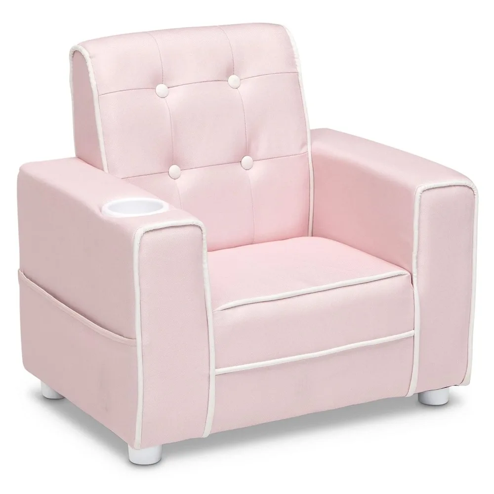 

Chelsea Kids Upholstered Chair with Cup Holder, Pink