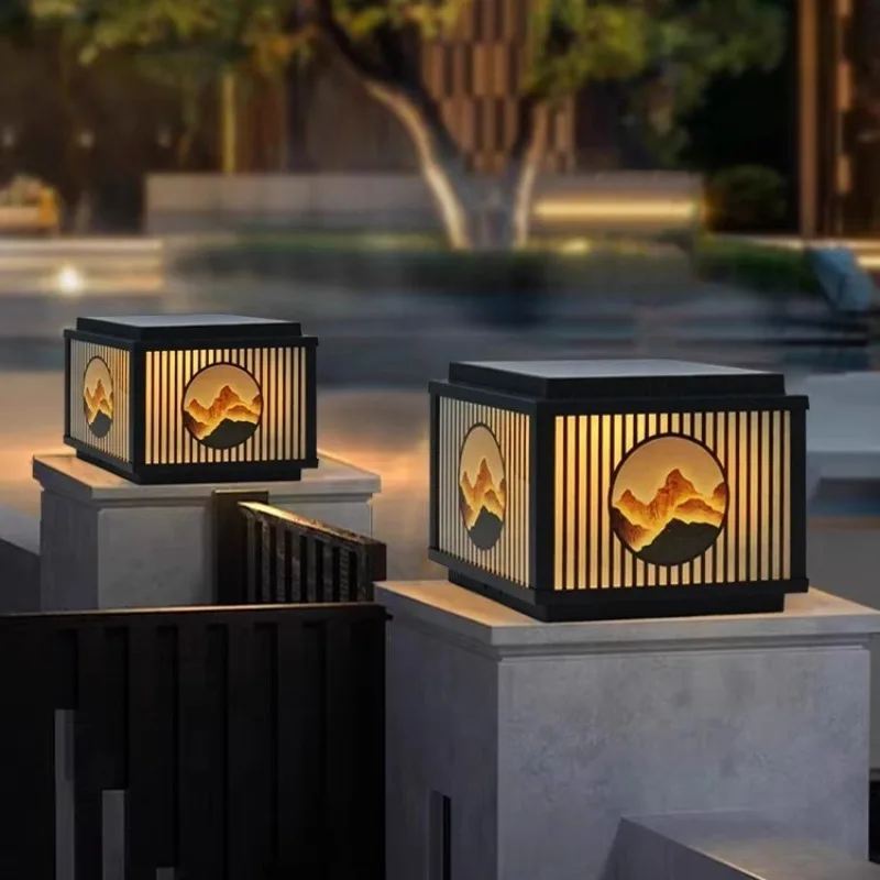 Modern Solar Column Headlights Floor Lamp Minimalist Entrance Column Table Light Outdoor Waterproof Courtyard Villa Walls Garden
