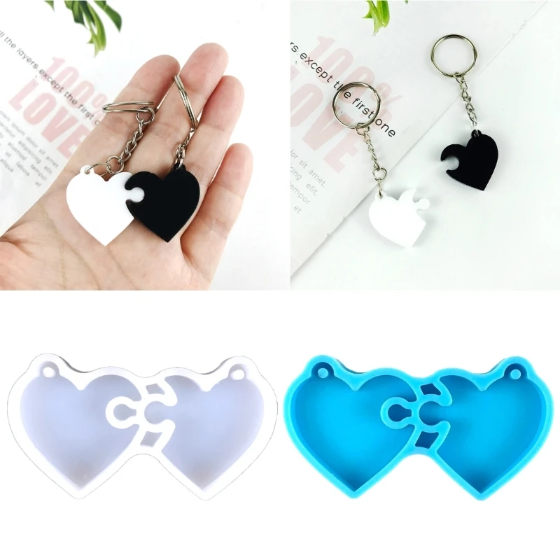 Keychain Silicone Mold Keychain  Resin Mold Love-Heart Epoxy Resin Casting Molds for DIY Crafts Car Home Decors