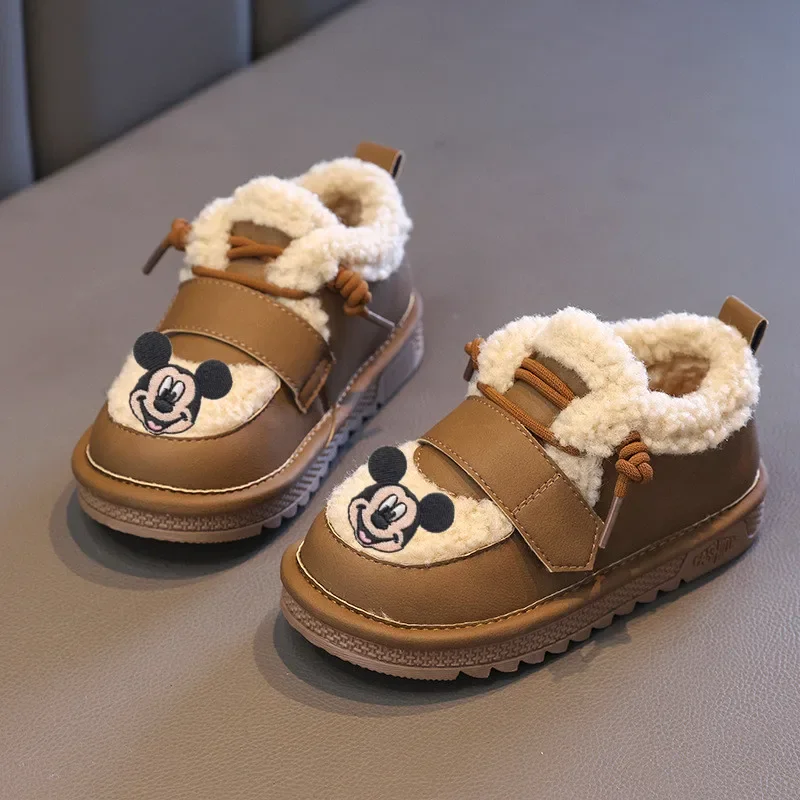 Disney Mickey Mouse niñas zapatos de algodón Otoño Invierno nuevos zapatos casuales botas térmicas antideslizantes botas de algodón de nieve Y2K para niños