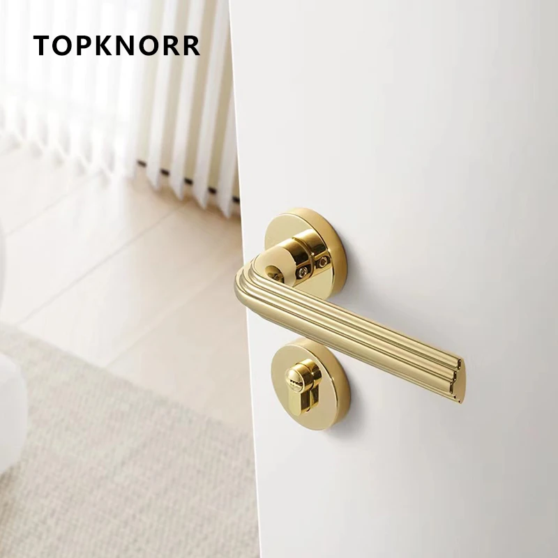 TOPKNORR Minimalist Indoor Lock Magnetic Suction Silent Door Lock Bedroom Door Lock Golden Wooden Door Lock Italian Split Lock