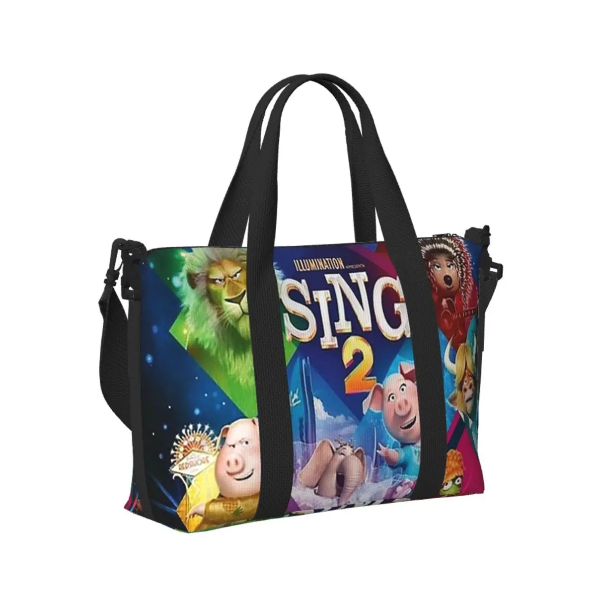 

Пляжная дорожная сумка из фильма Sing 2, большая вместительная сумка-тоут для тренажерного зала, йоги, женская дорожная сумка для покупок