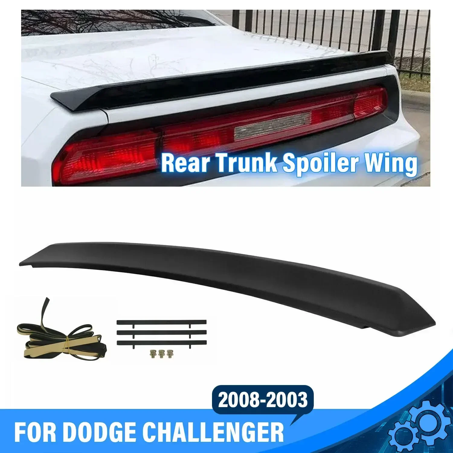 

For Dodge Challenger 2DR 2008-2023 Rear Trunk Wing Spoiler SRT Style Matte Black