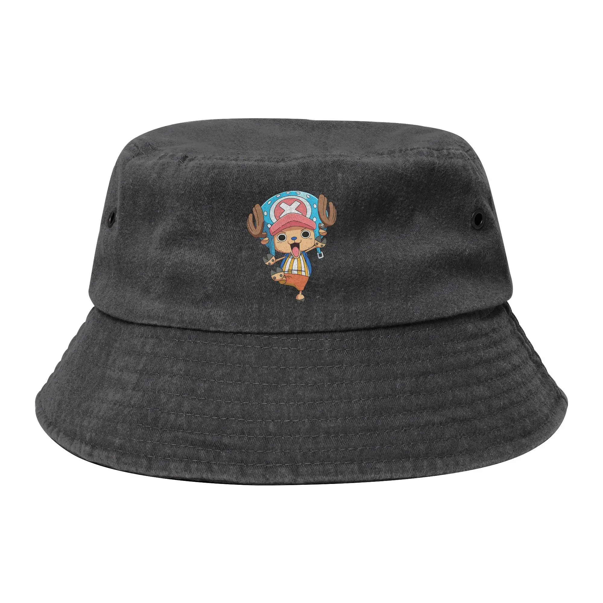 Picnic Tony Tony Chopper One Piece Bucket Hats Men Women Distressed Denim Sun Hats  Bob Hat Fishing Caps