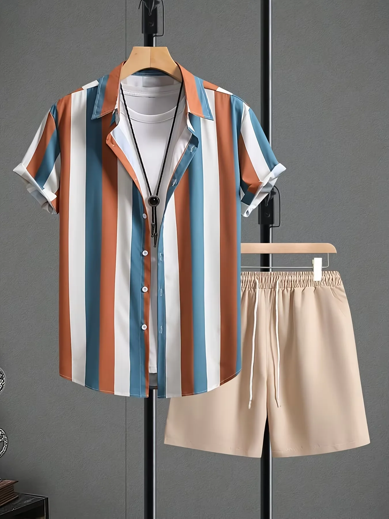 

Stylish Hawaiian Men's Shirt Set Simple 3D Printed Lapel Button-down Shirt And Beach Shorts Street Wear Oversized Shirt Suits