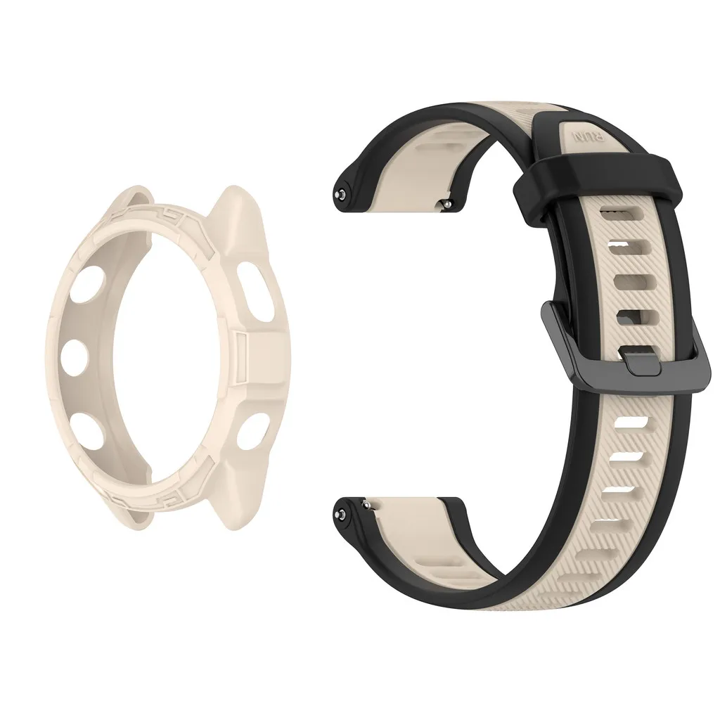 Silicone Strap+Case Screen Protector For Garmin Forerunner 265 265S Soft TPU Cover Music Smart Watch Patchwork Colors Wrist Band