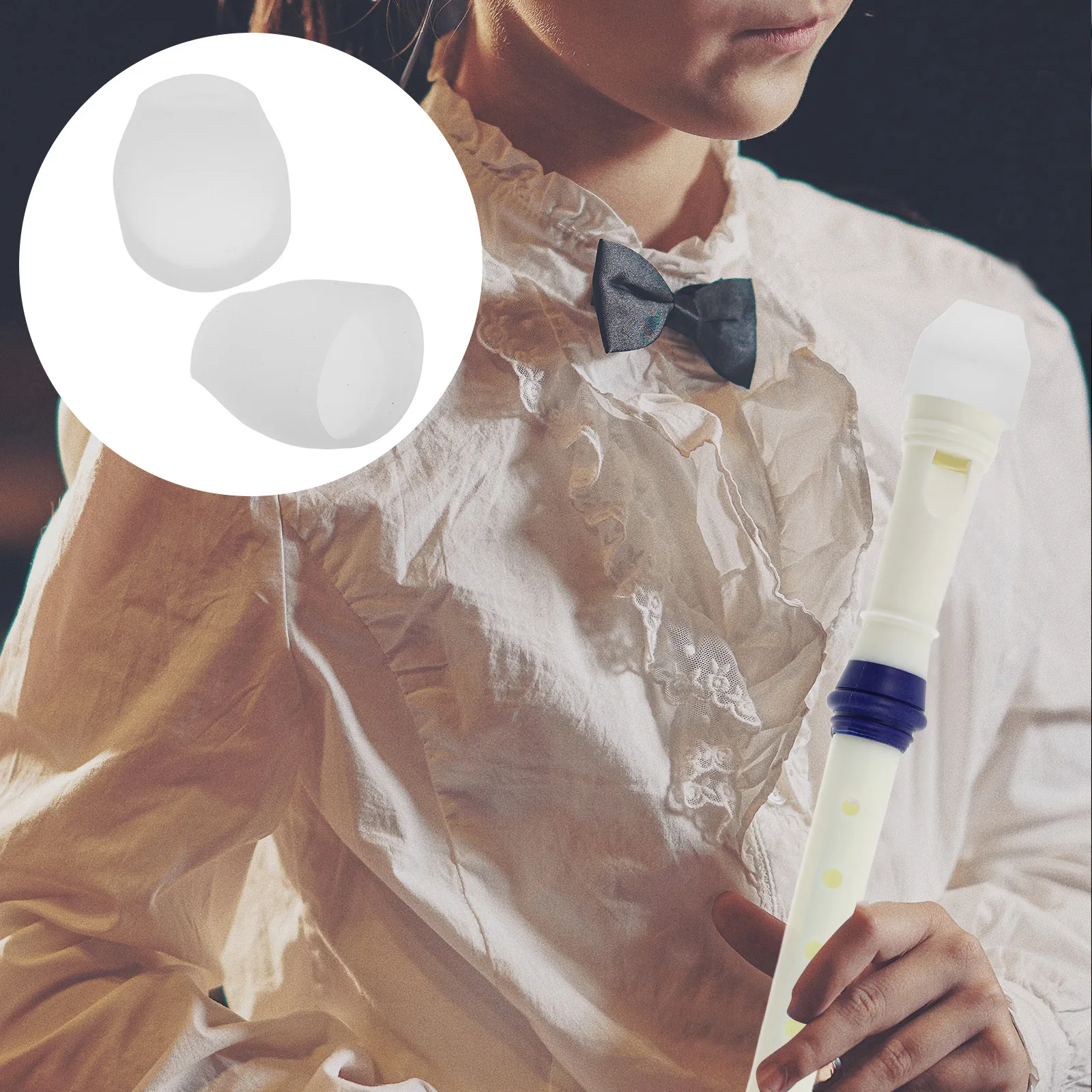 

2Pcs Clarinet Mouthpiece Silicone Sleeve Protective Cover for 6 Hole 8 Hole Recorders Musical Instrument Sleeve Clarinet