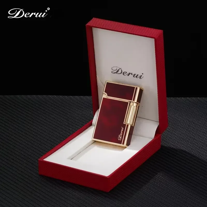 DERUI Metal Loud Voice Steel Sound Butane Gas Lighter Side Grinding Wheel Ignition High-end Lighters Smoking Accessories